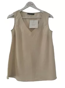 Peruvian Connection Women's Linen V Neck White Sand Top - Size Small - BNWT - Picture 1 of 12