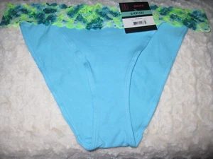 NWT NO BOUNDARIES Jr. blue cotton w/ neon green lace BIKINI panty, SZ 5 S - Picture 1 of 4