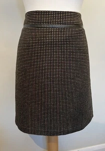 Next Ladies Black/Ochre Check Lined A-Line Skirt Size 14 - Picture 1 of 9