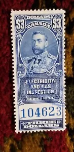 Canada Revenue #FEG-10 $3 Stamp MNH Precancel Electricity & Gas Inspection. - Picture 1 of 1