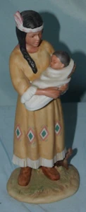 HOMECO 7 1/2" Tall Woman Indian Mother holding Baby made from Porcelain #1447 - Picture 1 of 5