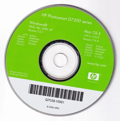 HP Photosmart D7300 Series Driver DISC ~2006 - Image 1 of 2