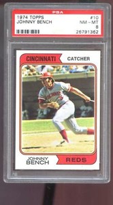 1974 Topps #10 Johnny Bench PSA 8 Graded Baseball Card MLB Cincinnati Reds