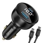 100W USB C Car Charger with Display, PD3.0+QC Type C Car Charger Adapter with...