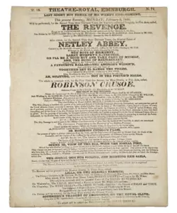 Theatre-Royal Edinburgh broadside: The Revenge & Robinson Crusoe, 1826. - Picture 1 of 1
