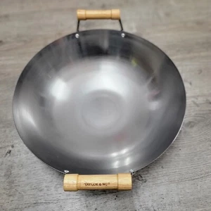 Taylor & Ng Classic Wok , 15" flat bottom, Carbon Steel ( two wooden handle) - Picture 1 of 4