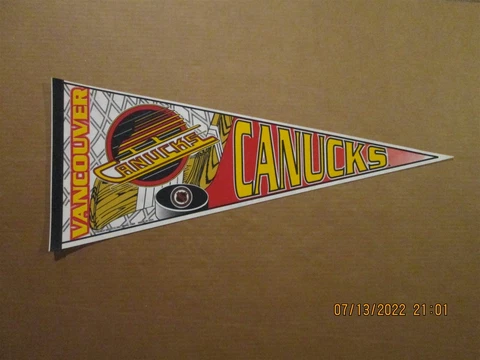 NHL Vancouver Canucks Vintage Circa 1994 Stick & Puck Team Logo Pennant Cover