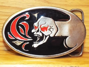 SKULL PENIS COCK MALE ERECTION TESTICLE FIRE BELT BUCKLE CII NEW YORK 1980 - Picture 1 of 5