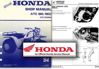 Honda ATC200 Big Red Service Workshop Repair Shop Manual ATC 200 ES Trike - Image 1 of 2