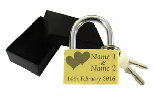 Personalised Wedding Gift Engraved 40mm Love Lock Padlock Present Anniversary - Picture 1 of 1