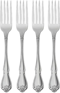 Tenedores de cena Oneida True Rose, juego de 4 plateados - Imagen 1 de 12