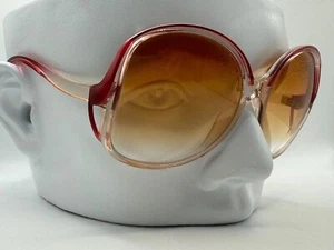 1970s Vintage Oversize Sunglasses NOS Large Round Plastic Style Brown Fade Lens - Picture 1 of 9
