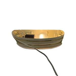 Headboard Vanity Lamp Beige Gold-Tone Stripes Half Oval Vintage Retro - Picture 1 of 6