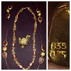 JOYERÍA DE COLECCIÓN BROCHE ETRUSCO ANTIGUO PATRIMONIO 835 y 2 collares *LEER POR FAVOR - Imagen 1 de 8