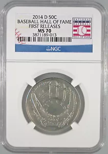 2014D Half Dollar Baseball Hall of Fame MS-70 First Releases NGC Certified - Picture 1 of 4