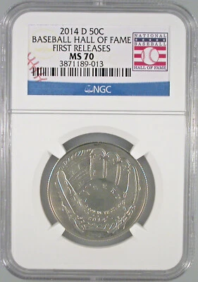 2014D Half Dollar Baseball Hall of Fame MS-70 First Releases NGC Certified - Image 1 of 4