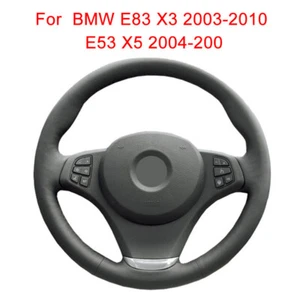 Soft Durable Black Leather Car Steering Wheel Cover Wrap For BMW E83 X3 X5 - Picture 1 of 8