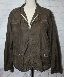 Vintage The Boater Full Zip Brown w/White Stitch Nylon Windbreaker Jacket Sz L - Picture 1 of 3