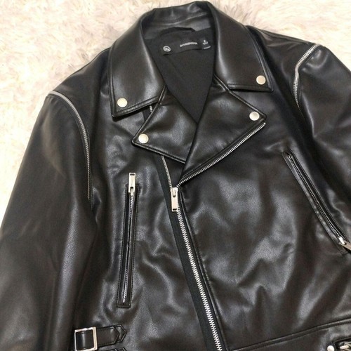 GU UNDERCOVER Giacca Collaborazione Riders Pelle Nera Streetwear Taglia M