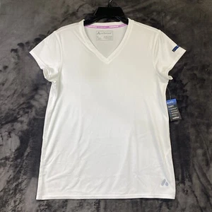 Women ACTIVCOOL White Polyester V Neck Short Sleeve Cooling Shirt-Large - Picture 1 of 10