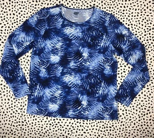 Lands End Navy Blue Tie Dye Long Sleeve Sun Shirt UPF SWIM TEE XL Rashguard - Picture 1 of 5