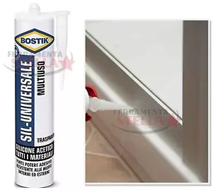 SILICONE ACETICO UNIVERSALE TRASPARENTE BOSTIK 280 ML SIGILLA SIGILLANTE - Foto 1 di 1