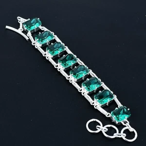 Paraiba Tourmaline Gemstone Handmade 925 Sterling Silver Jewelry Size 7-8" - Picture 1 of 5