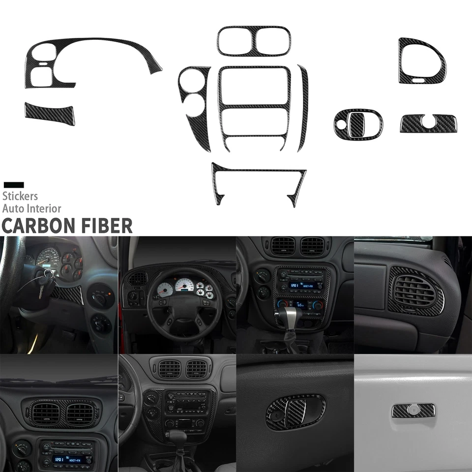 12Pcs Real Carbon Fiber Full Interior Trim Kits For Chevrolet Trailblazer 02-09 - Изображение 1 из 4