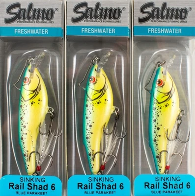 (LOT OF 3) SALMO RAIL SHAD 6 SINKING 1/2OZ QRB022 BLUE PARAKEET B7371 - Image 1 of 2