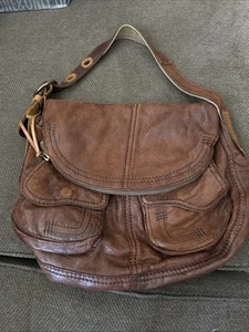 Vintage Hobo Handtasche Schultertasche der Marke Lucky braun Lammleder Pattentaschen - Bild 1 von 13