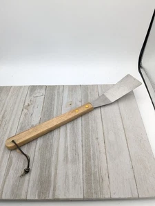 Vintage massiver Edelstahl Spatel Flipper 15" langer Holzgriff BBQ Grillplatte - Bild 1 von 8