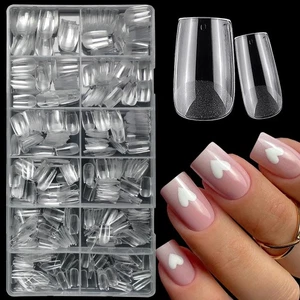 600pc Short Square Nail Tips Clear Fake Nail Press on Nails Short Soft Gel Nail - Picture 1 of 5