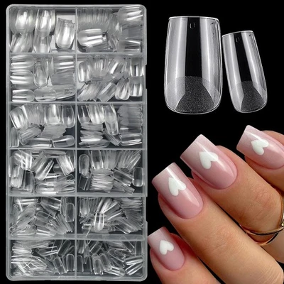 600pc Short Square Nail Tips Clear Fake Nail Press on Nails Short Soft Gel Nail - Image 1 of 4