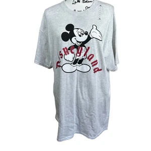 Disney Gray short sleeve Disneyland Mickey Mouse Tshirt size L casual streetwear - Picture 1 of 12