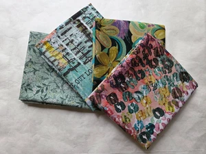 4 Fat Quarters, Green - Var. Designers FQ 18 x 22 Cotton Quilting Fabric Ver 18 - Picture 1 of 4