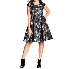 *New* CITY CHIC Vintage Peony Fit & Flare Dress SIZE XL AU 22 Knee Length Floral - Picture 1 of 13