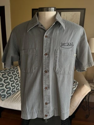 RARE Vtg Y2K Von Dutch "Slick Shirt" S/S Men's Sz XL Gray S/S Kustom Kulture USA - Image 1 of 4