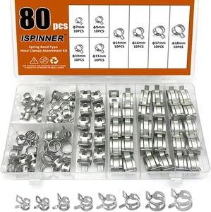 80 pezzi morsetti per tubi a molla 7-18 mm clip per linea carburante/vuoto - Foto 1 di 11