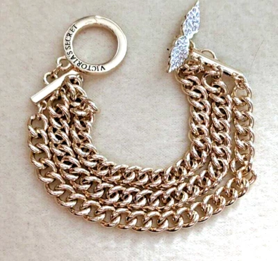 Victoria's Secret Gold Tone Chain and Angel Wing  Rare 8* Inch Bracelet - Image 1 of 3