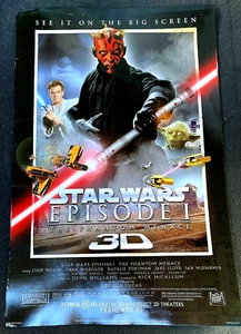 Original!! STAR WARS EPISODE 1 3D Phantom Menace Never Hung Movie Poster 20"x13" - Picture 1 of 4