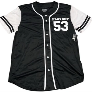 NWT Spencer's Playboy Baseball Jersey Black - Picture 1 of 8