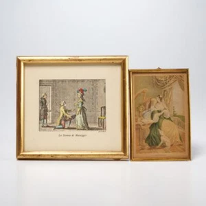 (2) Small Antique 19th 20th C Framed Prints Constancy & La Donna di Maneggio - Picture 1 of 8