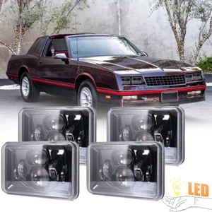 4Pcs 4x6" LED Square Headlights With Angel Eyes For Chevrolet Camaro/Monte Carlo - Picture 1 of 8
