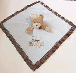 Carter's Child of Mine I Love Hugs Bear Rattle Baby Blanket Lovey Brown Trim - Picture 1 of 7