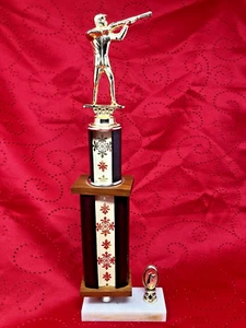 Vintage Shooting Trophy Award metal figure on Marble Base 1st place - Picture 1 of 5