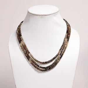 Collar de cuentas de cuarzo ahumado sombreado natural 220 quilates ajustable 4x4x3 mm - Imagen 1 de 6