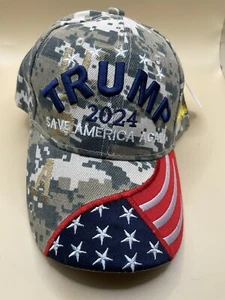 Save America Again~2024 TRUMP Camo USA Cap/Hat Adjustable Vote Red Wave Maga - Picture 1 of 6