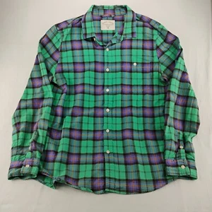 Threads for Thought Mens Medium Shirt Green Plaid Button Up Long Sleeve - Picture 1 of 4