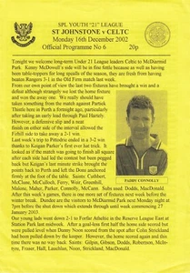 St Johnstone U21 v Celtic U21 2002/3 (16 Dec) Youth League - Picture 1 of 1