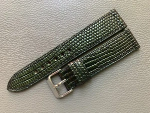Cinturino orologio in vera pelle di lucertola verde 10..18 19 20 21 22 23 24 26mm - Foto 1 di 14